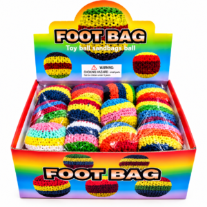 Colorful woven foot bag toy balls in assorted designs