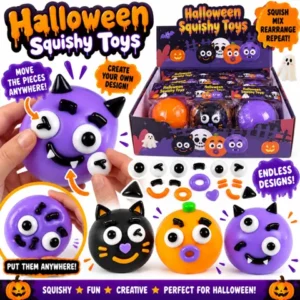 Halloween squishy toys with different styles of pumpkin, bat, ghost and cat
