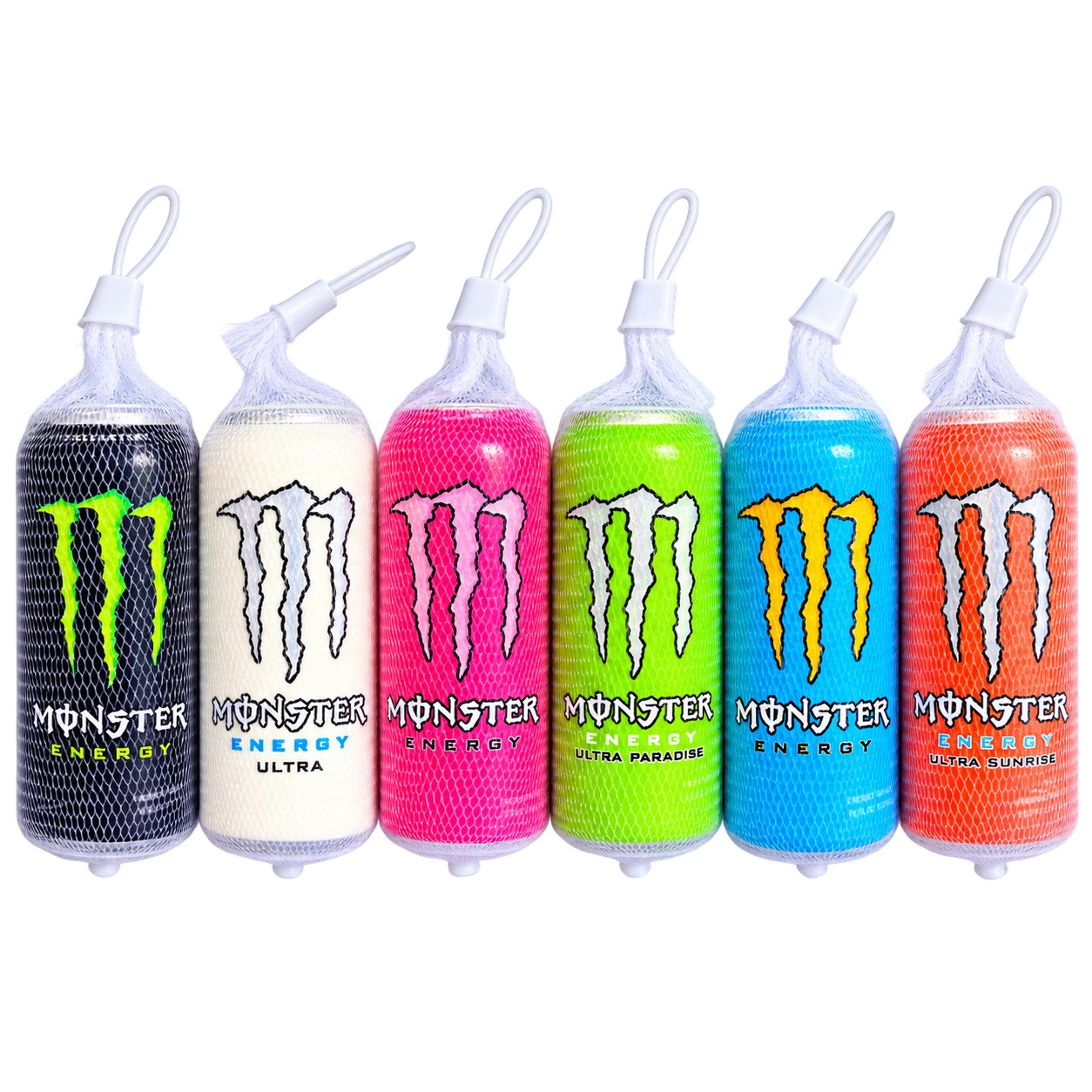 Energy drink squishys featuring different colors