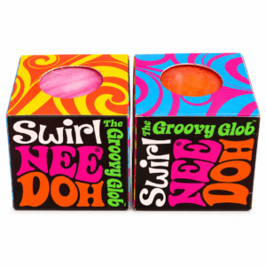 Needoh© Groovy Glob Swirl Pink and Orange with White Background